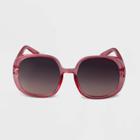 Women's Oversized Retro Square Sunglasses - A New Day Pink