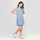 Petitejunk Food Women's David Bowie Short Sleeve Empire Tie Waist Dress - Blue