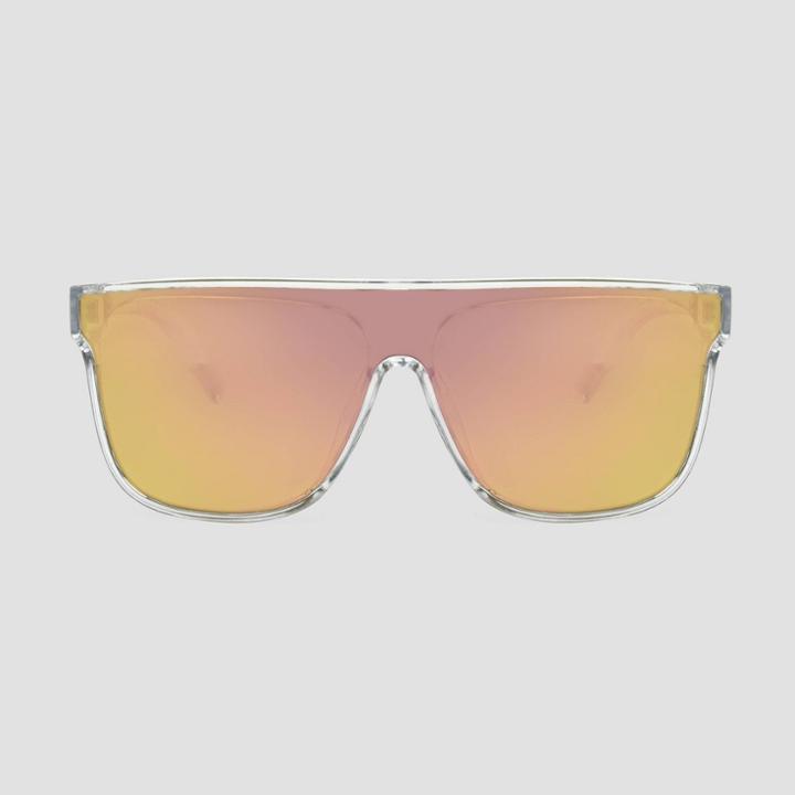 Women's Shield Sunglasses With Peach Lenses - All In Motion Clear, Pink