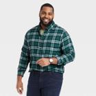 Men's Big & Tall Standard Fit Plaid Lightweight Flannel Long Sleeve Button-down Shirt - Goodfellow & Co Green