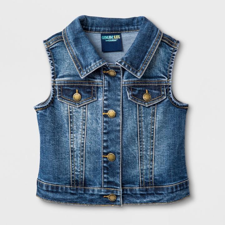 Toddler Girls' Denim Vest - Genuine Kids From Oshkosh Luau Wash