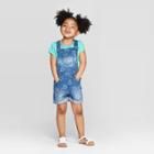 Toddler Girls' Star Print Denim Romper - Cat & Jack Blue