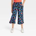 No Brand Latino Heritage Month Women's Mid-rise Capri Pull-on Pants - Matte Black Floral Xxs