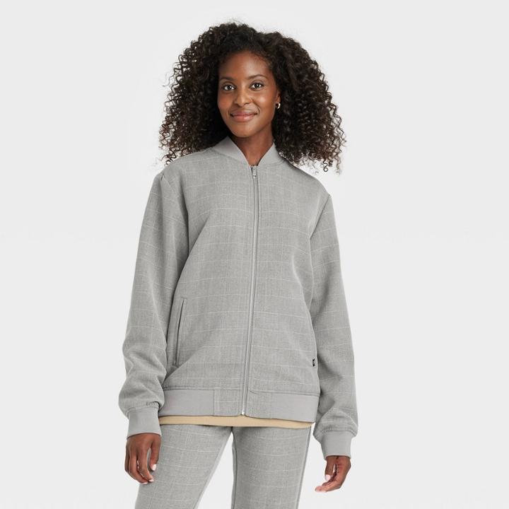 Houston White Adult Bomber Jacket - Gray Xxs/xs