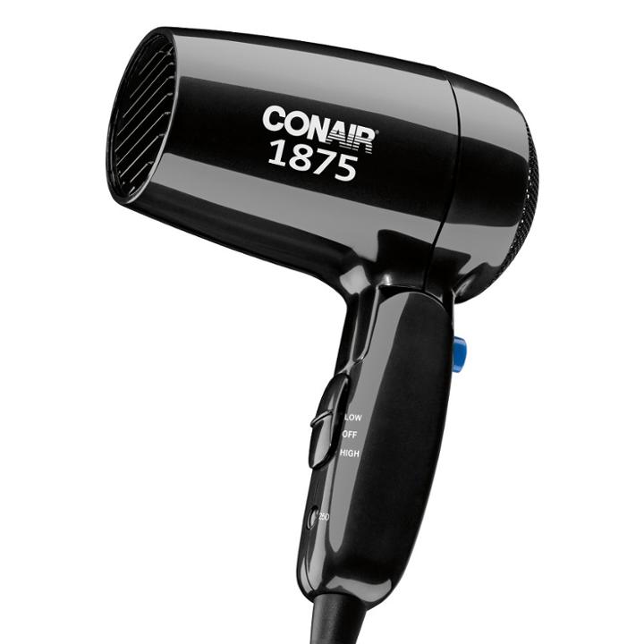 Conair Lightweight Portable Dual Voltage Compact Hair Dryer 1875 Watt, Black
