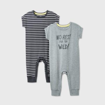 Baby Boys' 2pk 'no Rest For The Wild' Short Sleeve Romper - Cat & Jack Gray Newborn