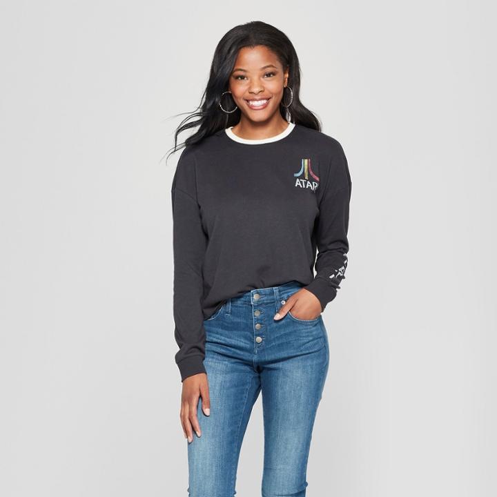 Junk Food Women's Atari Long Sleeve Graphic T-shirt - Black