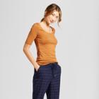Women's Heathered Fitted Elbow T-shirt - A New Day Auburn