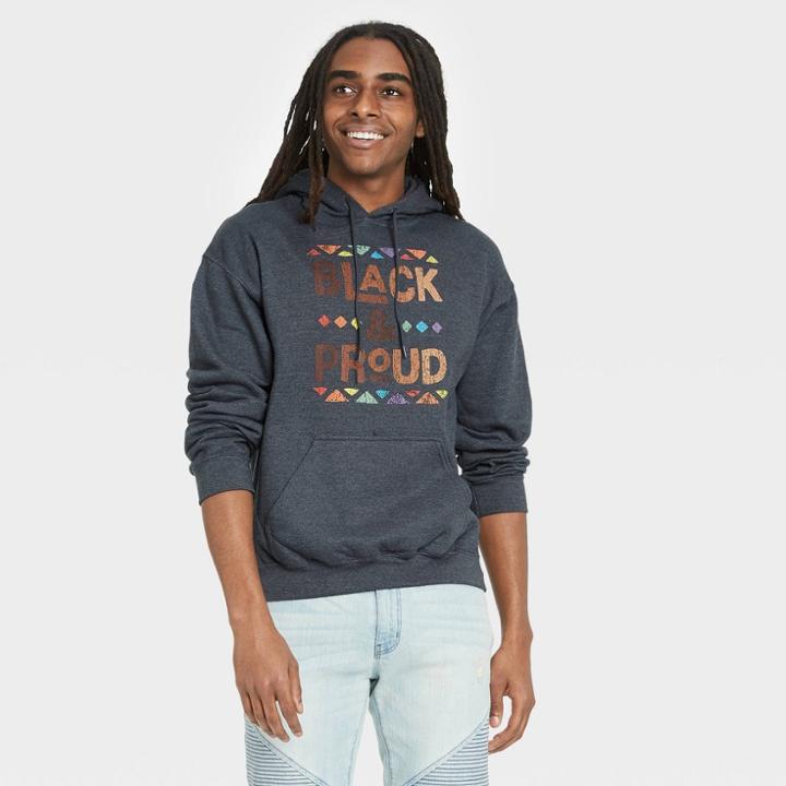 Ev Black History Month Medium Gray Heather History Month Men's 'medium Gray Heather And Proud' Hooded Sweatshirt - Medium Gray Heather