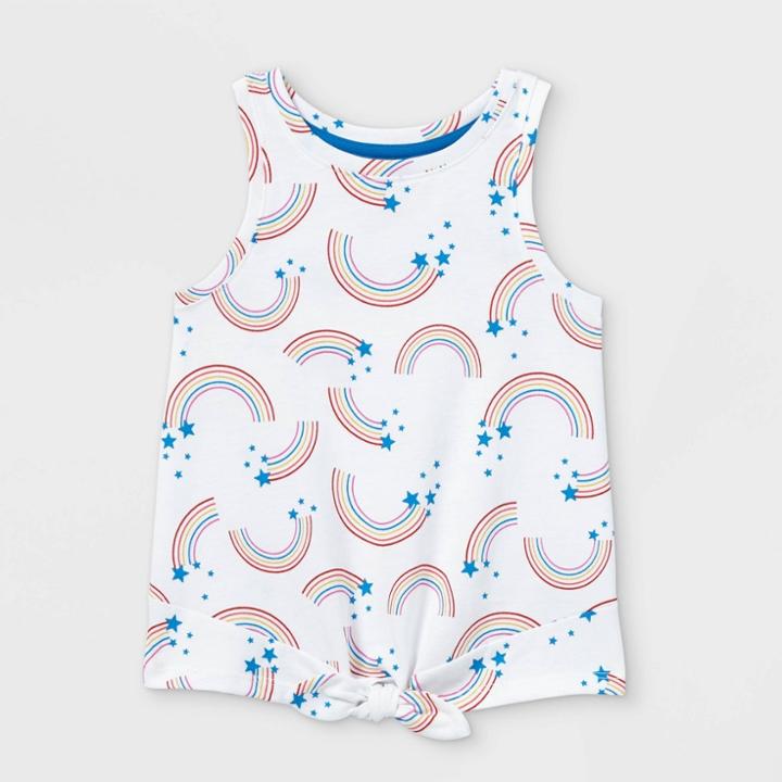 Toddler Girls' Rainbow Tie-front Tank Top - Cat & Jack White