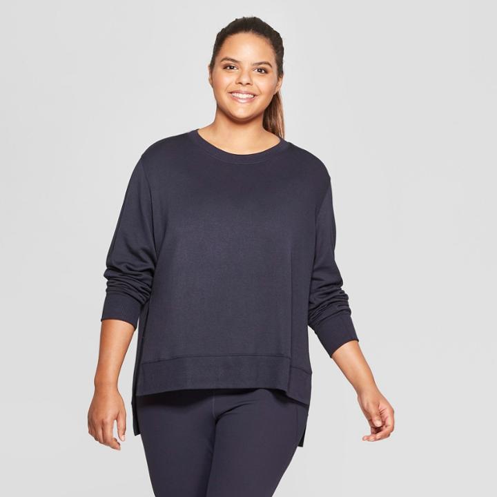 Women's Plus Size Crewneck Sweatshirt - Joylab Night Black