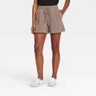 Women's High-rise Tie Waist Knit Lounge Shorts - A New Day Brown