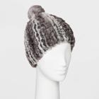 Women's Faux Fur Knit Beanie - Universal Thread Gray One Size, Women's