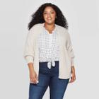 Women's Plus Size Long Sleeve Honeycomb Open Layering Cardigan - Universal Thread Cream (ivory) X