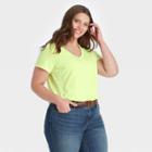 Women's Plus Size Short Sleeve V-neck T-shirt - Universal Thread Yellow