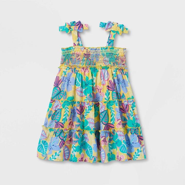 Toddler Girls' Floral Smocked Tank Dress - Cat & Jack Yellow