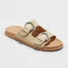 Women's Honey Raffia Footbed Sandals - Universal Thread Almond