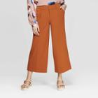 Women's Regular Fit Wide Leg Crop Fashion Pants - A New Day Orange