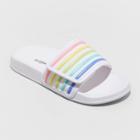 Girls' Shane Rainbow Print Slip-on Footbed Sandals - Cat & Jack White