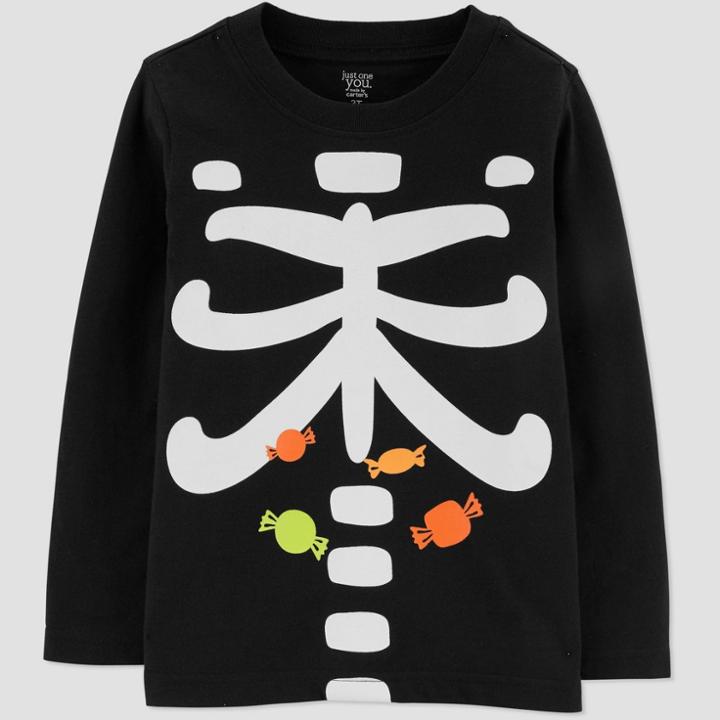 Toddler Long Sleeve Halloween Black Skeleton T-shirt - Just One You Made By Carter's 3t, Kids Unisex