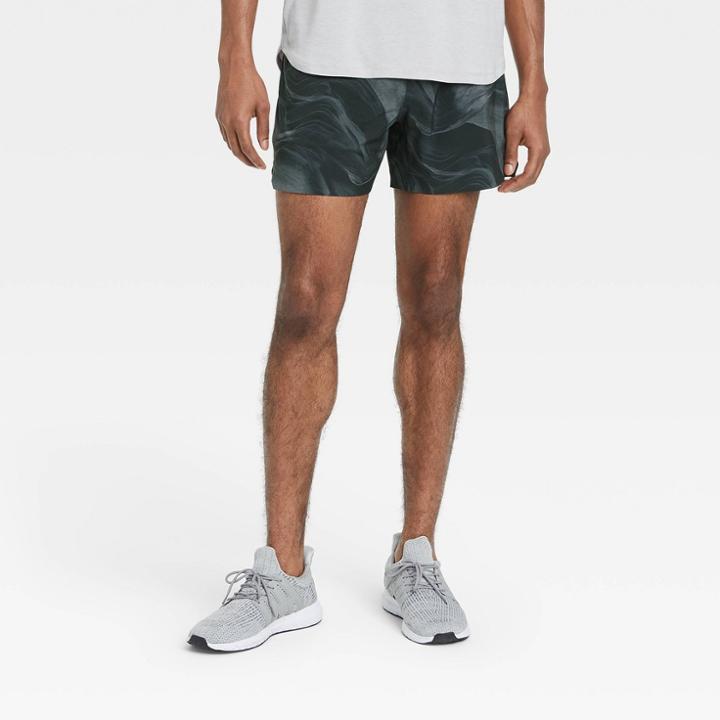 Men's 5 Wave Print Lined Run Shorts - All In Motion Navy Base