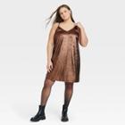 Women's Plus Size Metallic Slip Dress - A New Day Brown