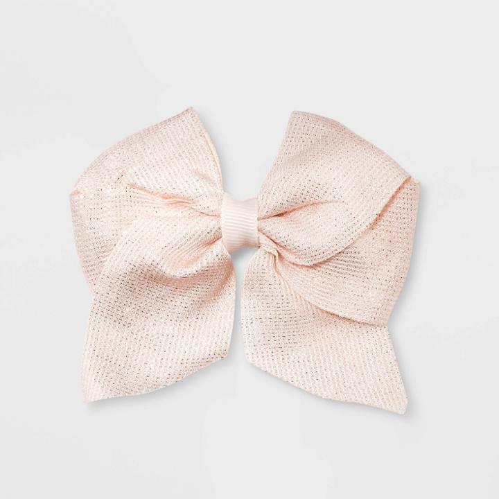 Girls' Shimmer Bow Clip - Cat & Jack Rose Gold,