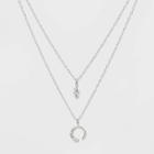 Cubic Zirconia Sterling Silver Bib Necklace - A New Day Silver, Women's,