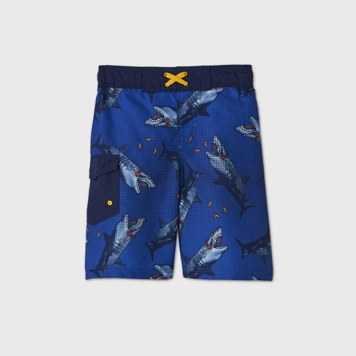 Boys' Shark Pizza Print Swim Trunks - Cat & Jack Blue