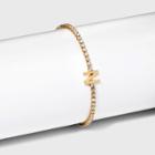 Gold Plated Cubic Zirconia Initial 'n' Tennis Bracelet - A New Day Gold