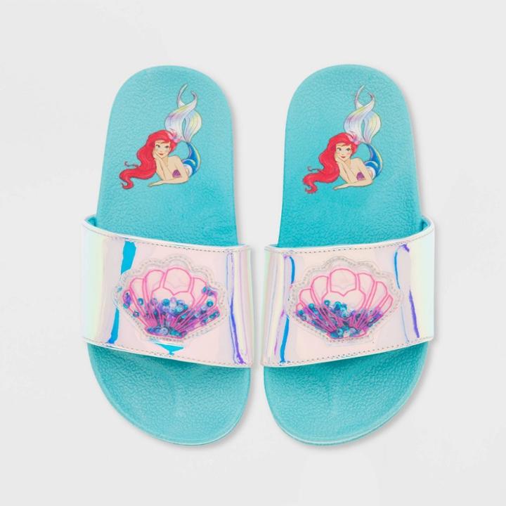 Girls' Disney Slide Sandals - Blue 9-10 - Disney