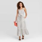 Women's Striped Sleeveless Ruffle Hem Dress - A New Day Black/white M, Women's,