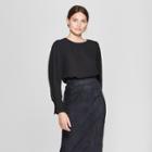 Women's Long Sleeve Puff Shoulder Blouse - Prologue Black