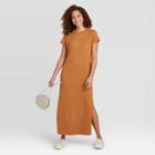Women's Short Sleeve T-shirt Dress - A New Day Orange