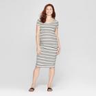 Maternity Striped Short Sleeve Shirred T-shirt Dress - Isabel Maternity By Ingrid & Isabel Sour Cream S, Women's, White