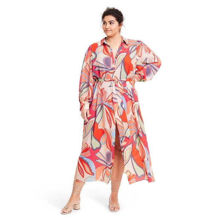 Plus Size Mixed Floral Long Sleeve Robe Dress - Alexis For Target