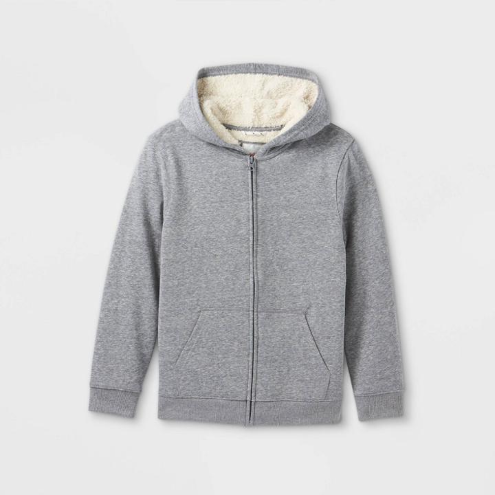 Boys' French Terry Hooded Sweatshirt - Cat & Jack Charcoal Gray