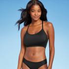Women's Longline Scoop Neck Lace-up Back Bikini Top - Kona Sol Black D/dd Cup