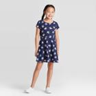 Petitegirls' Short Sleeve Unicorn Dress - Cat & Jack Navy Xs, Girl's, Blue