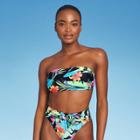 Juniors' Bandeau Bikini Top - Xhilaration Black Tropical Floral D/dd Cup