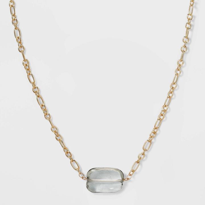 Large Rectangular Bead Frontal Necklace - A New Day Gray