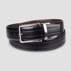 Men's 35mm Feather Edge Embossed Reversible Belt - Goodfellow & Co Black L,