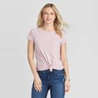 Women's Short Sleeve Knit Tie Front T-shirt - Universal Thread Pink
