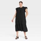 Women's Plus Size Flutter Short Sleeve Shift Dress - Who What Wear Black