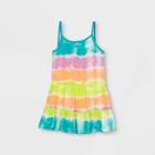 Girls' Striped Tie-dye Tiered Dress Cover Up - Cat & Jack Green