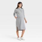 Long Sleeve Hooded Sweatshirt Maternity Dress - Isabel Maternity By Ingrid & Isabel Gray