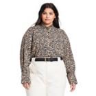 Women's Plus Size Floral Print Long Sleeve Pleated Blouse - Nili Lotan X Target Black