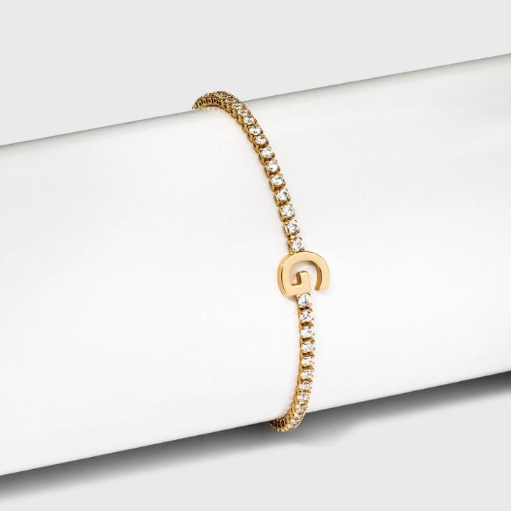 Gold Plated Cubic Zirconia Initial 'g' Tennis Bracelet - A New Day Gold