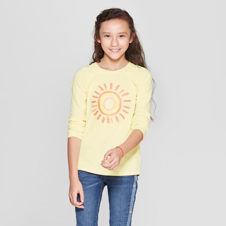 Girls' Long Sleeve Sunshine Cozy Pullover - Cat & Jack Yellow