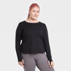 Women's Plus Size Long Sleeve Essential T-shirt - All In Motion Black 1x, Women's,